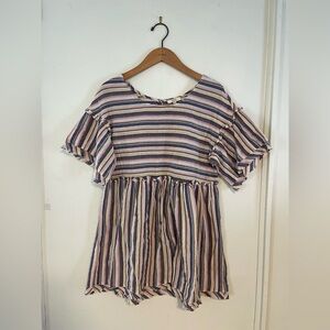 Striped Ruffle Sleeve Dress